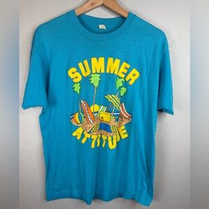 Vintage Single Stitch T-Shirt Screen Stars Summer Attutide 80s T-Shirt XL
